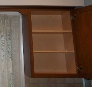 After organizing our dish cabinets we were left with an empty cabinet.