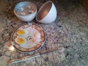 Using the Nordicware egg boiler on the first try the eggs turned out perfect.
