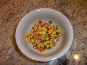 Yellow corn salsa with simple ingredients.