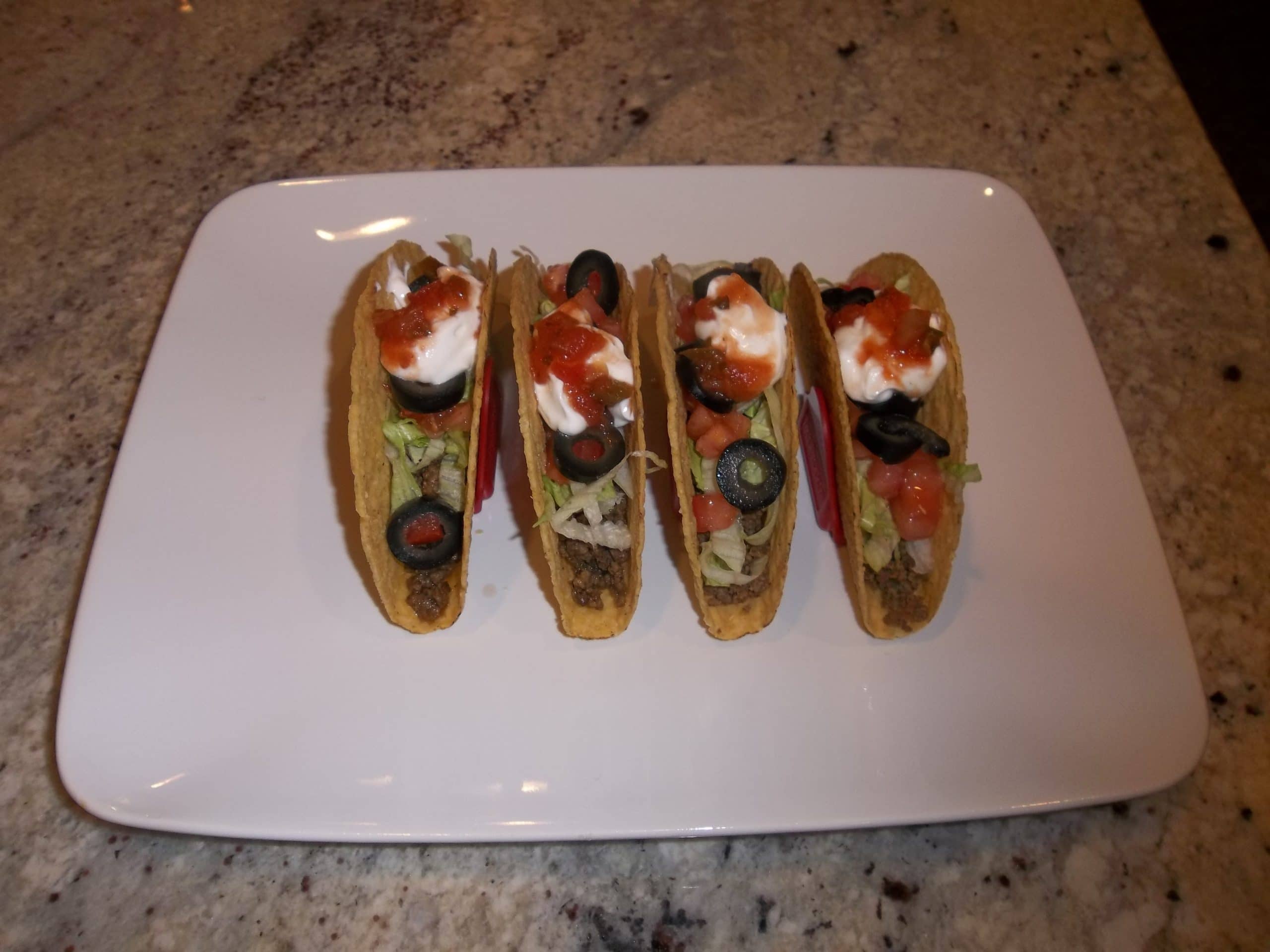 This is a front view of the tacos with taco poppers