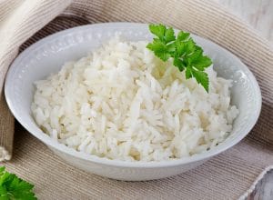 white rice with garnish