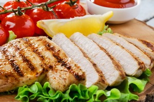 George Foreman GRP1001BP Review. This is an image of a grilled sliced chicken breast.