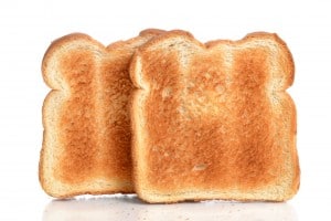 toasted bread on white background