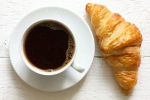 Croissant and coffee.