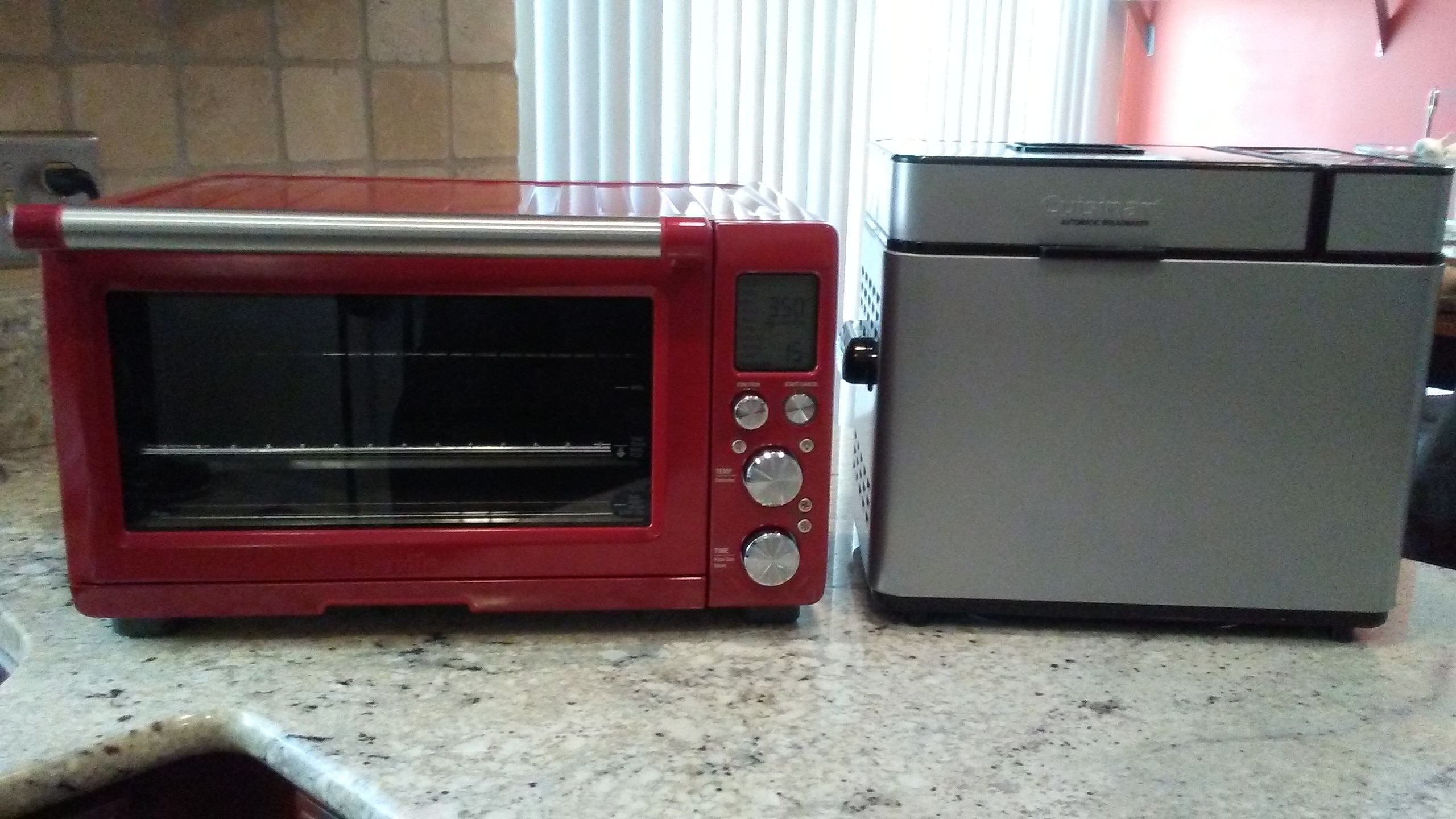 This is an image of Cuisinart CBK-100 bread maker compared to the size of our toaster oven.
