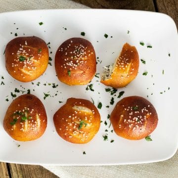 spinach and artichoke dip stuffed pretzel bites