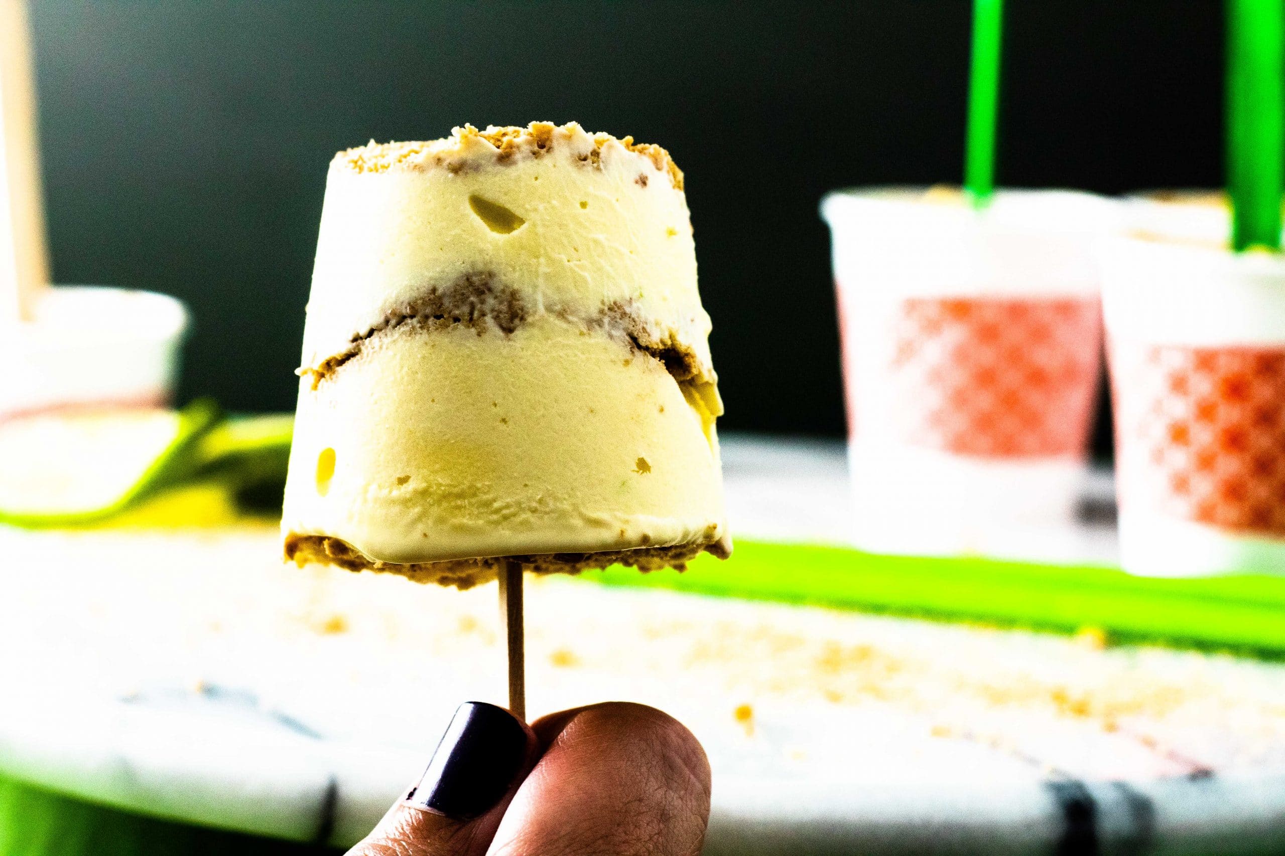 This is an image of our key lime pie ice cream pops.