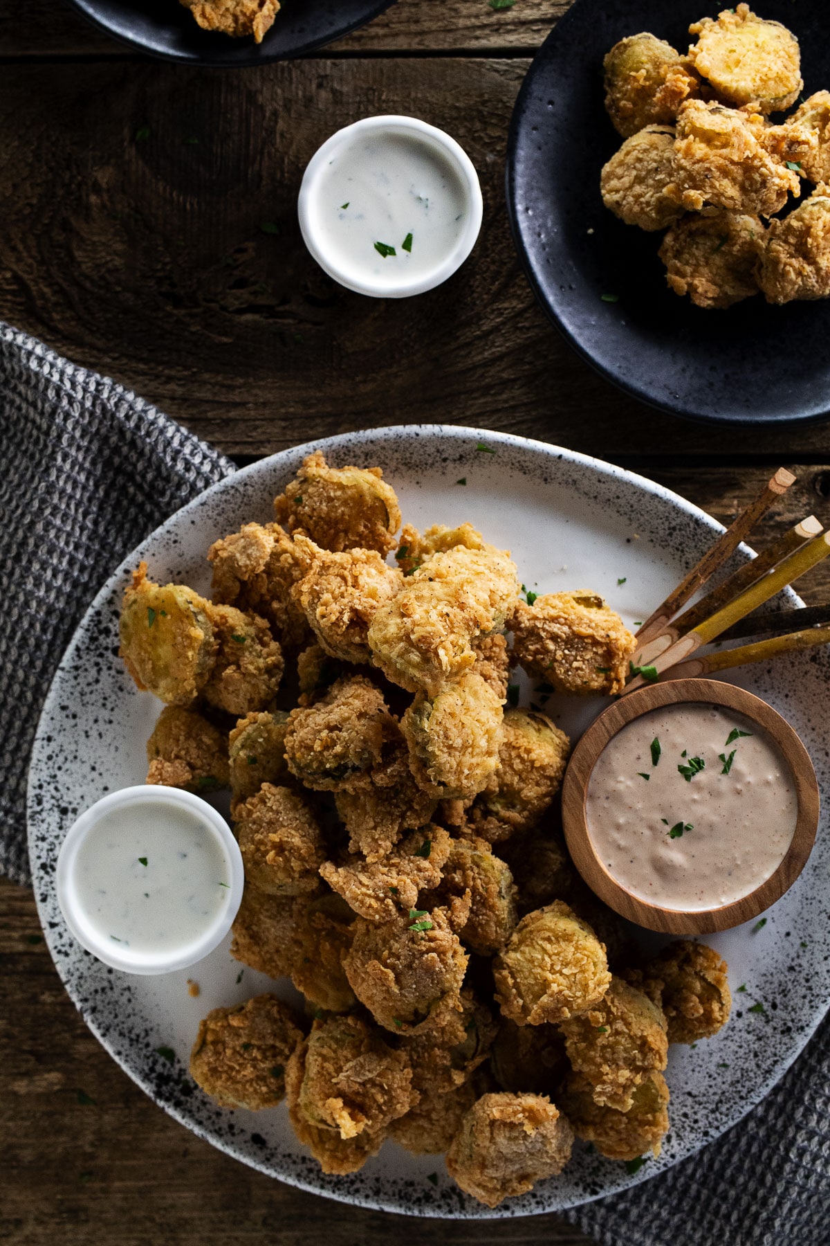 This is an image of our better than Texas Roadhouse fried pickles recipe.