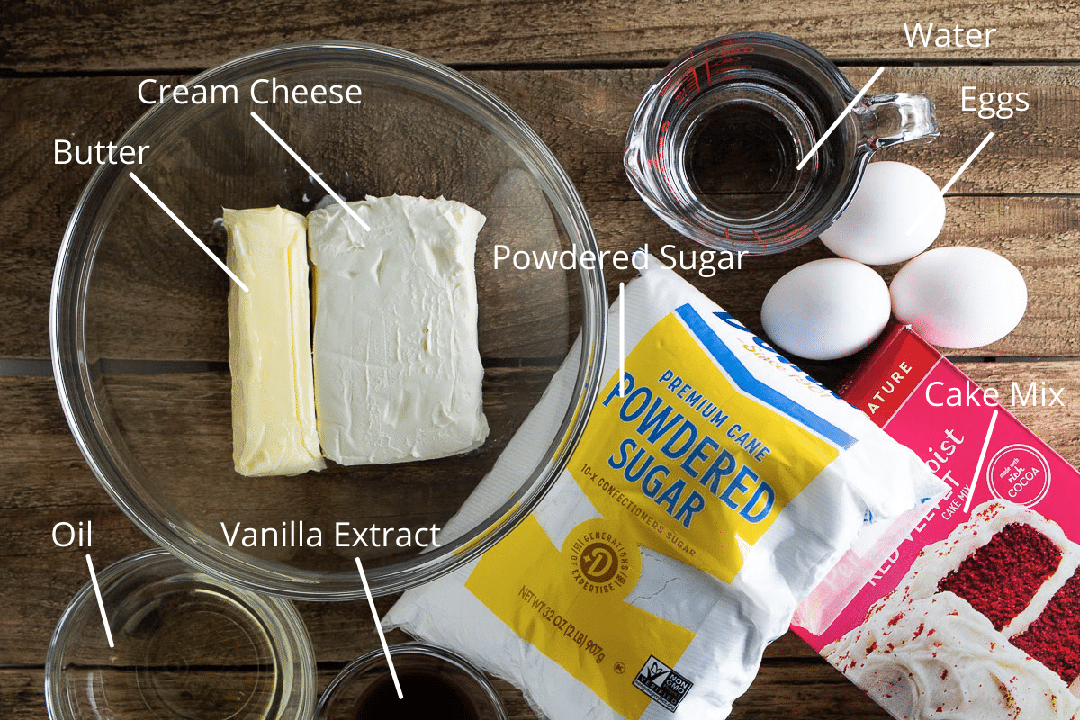 This image shows all of the ingredients for our whoopie pies.