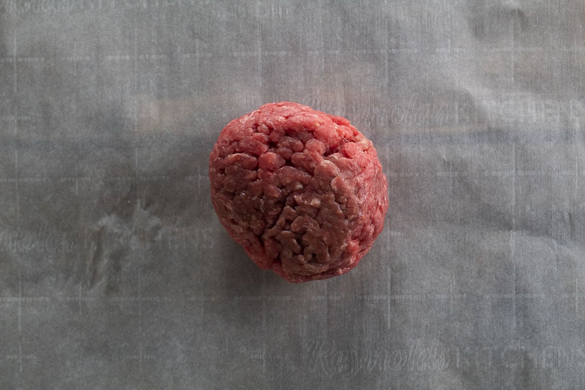This is an image of a loosely formed burger ball.