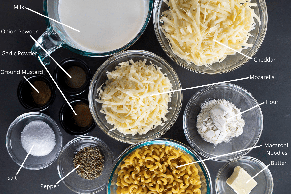 This is our ingredient pic for our hot honey mac and cheese balls