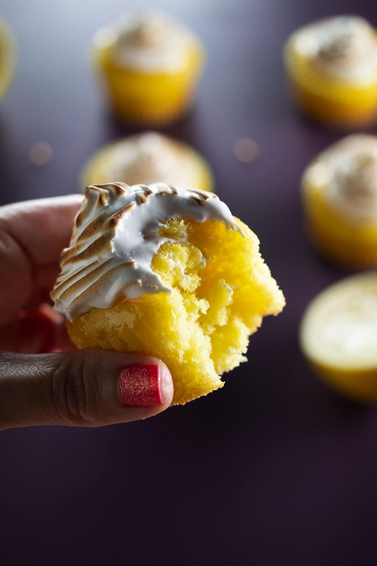 This is a bite shot of our lemon meringue pie cupcakes. Simply delicious.