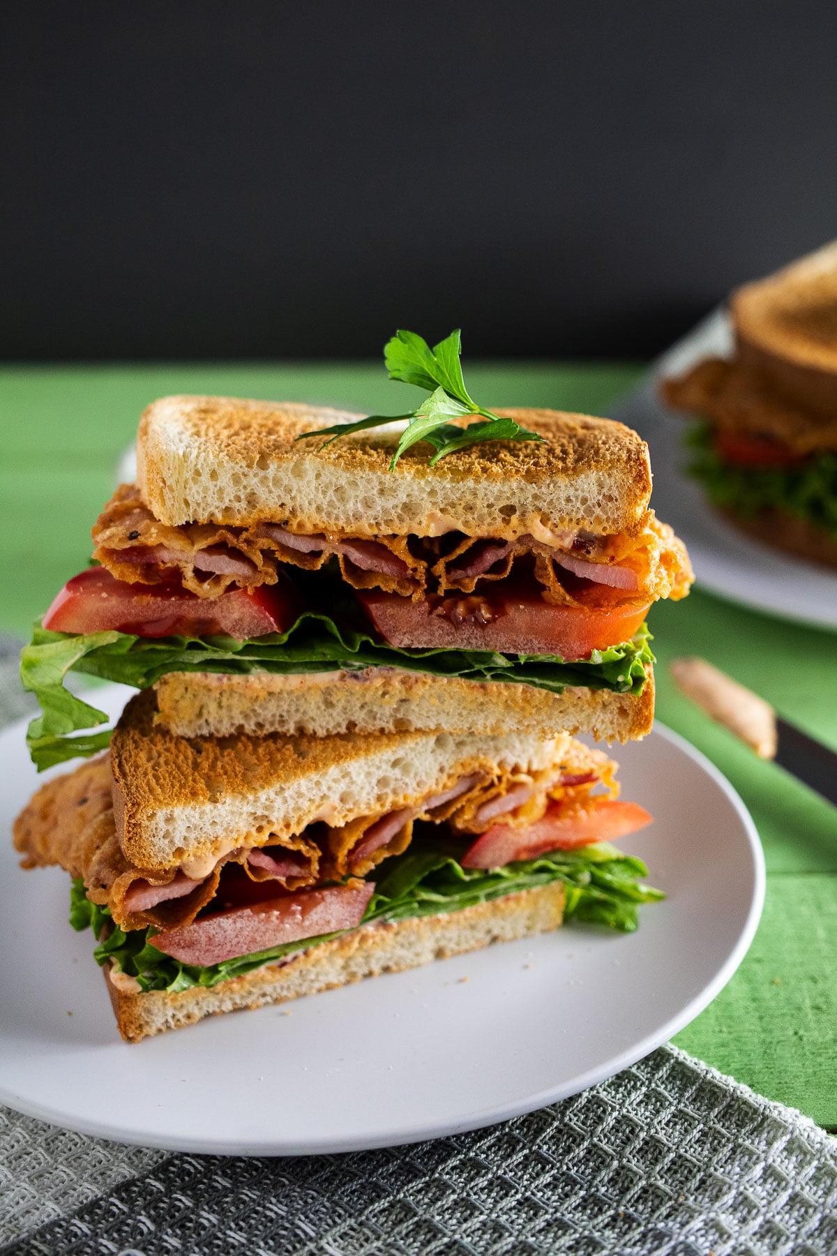Deep-fried bacon BLT sandwich image.