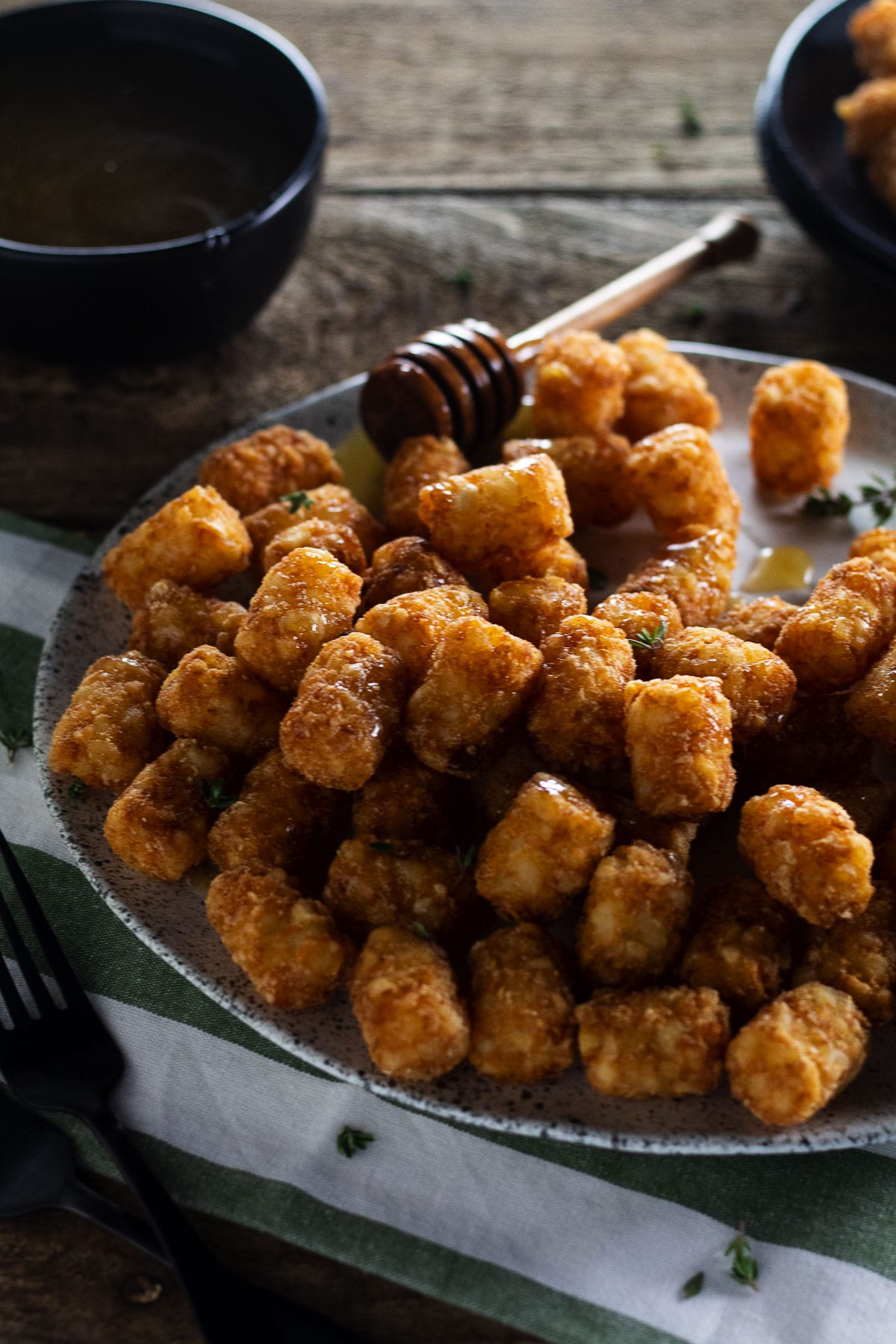 Pictured here are hot honey butter tater tots