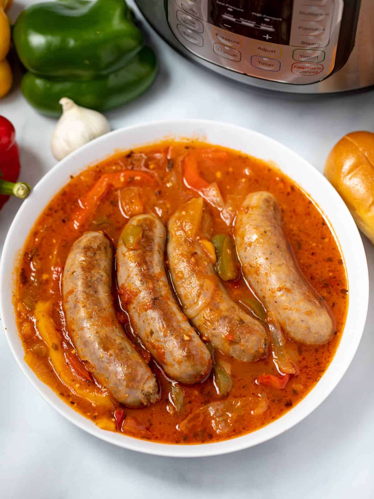 A Mindful Mom Instant Pot Sausage and Peppers.
