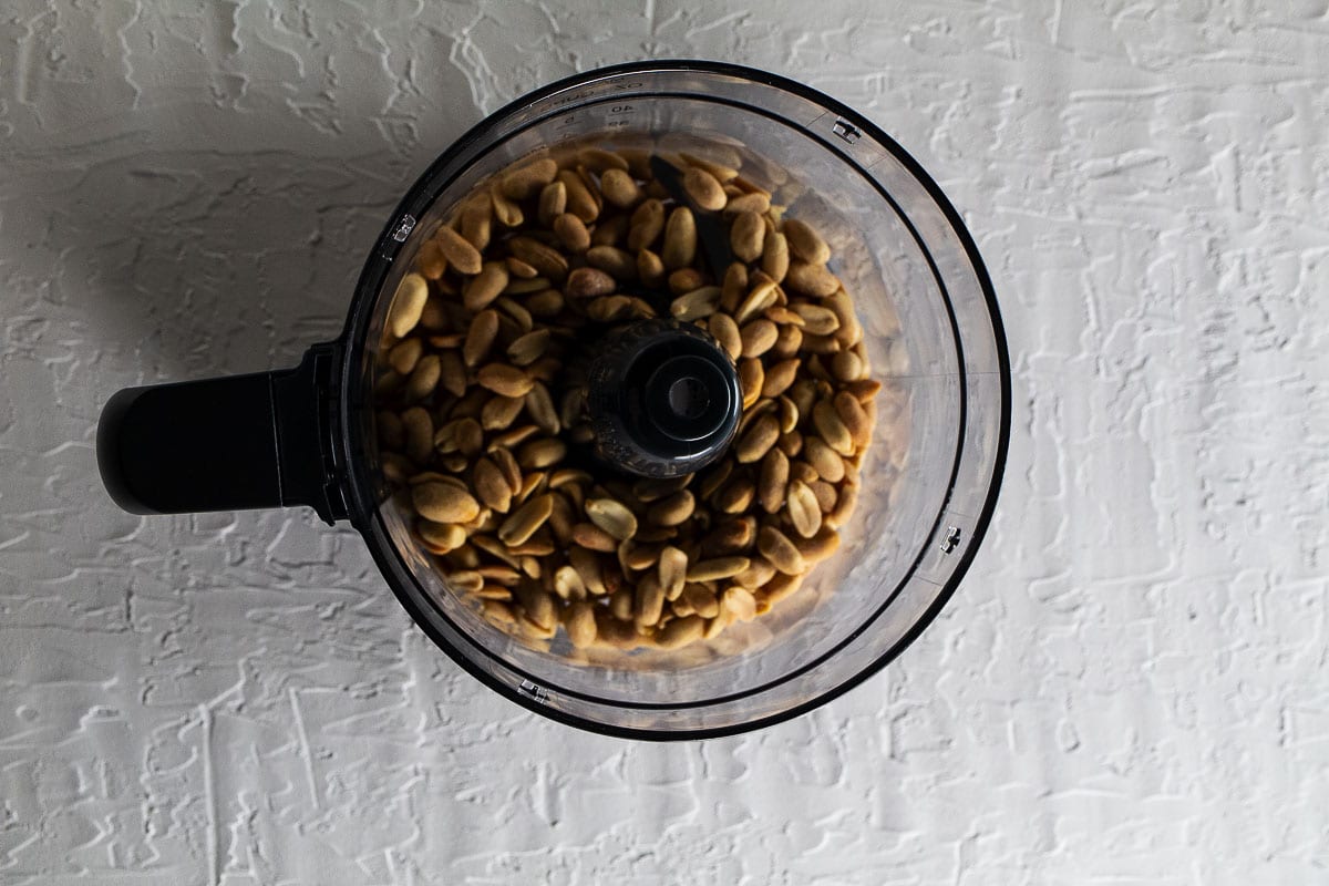 Peanuts in the food processor.