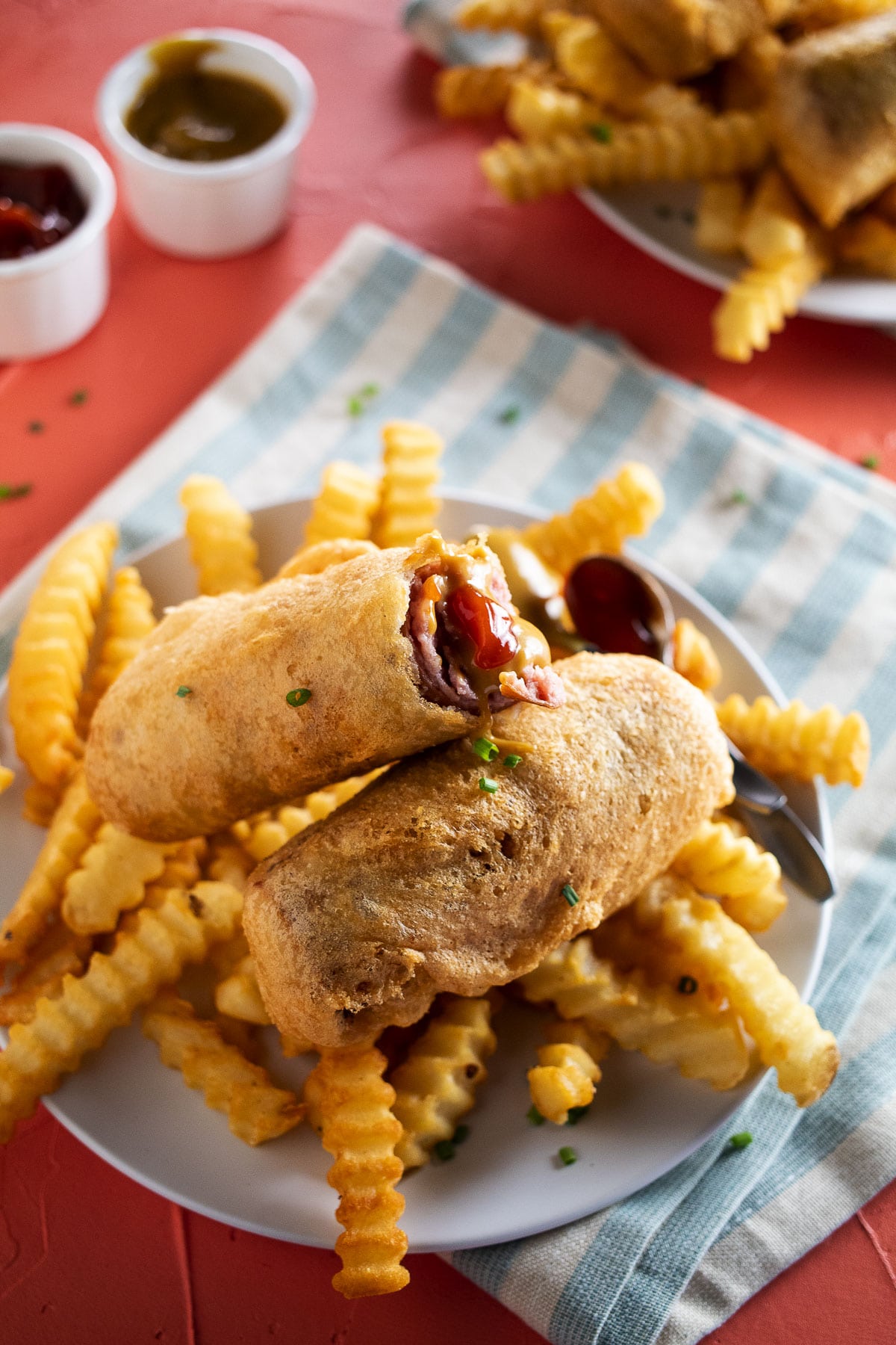 This is an image of our delicious battered sausages recipe.