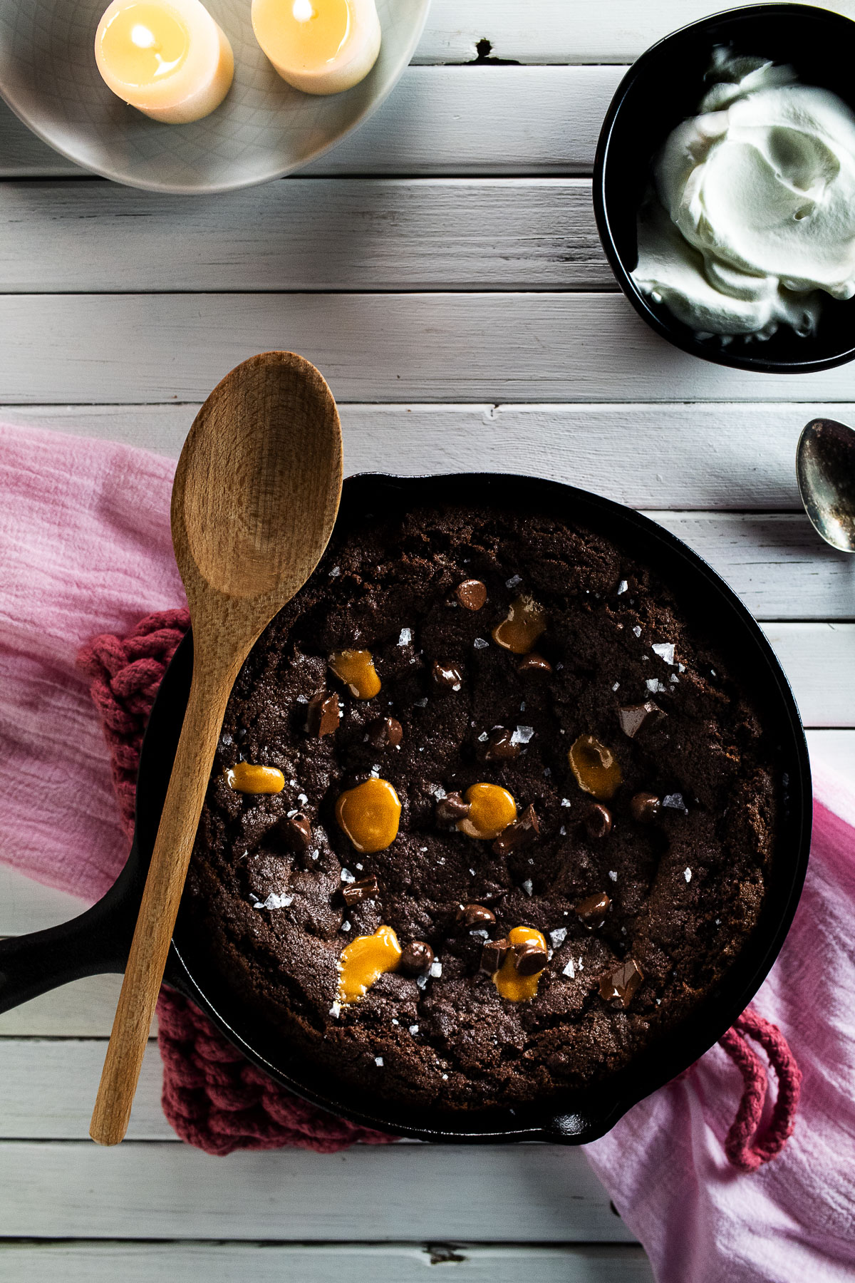 This is an image of our salted caramel chocolate skillet cookie.