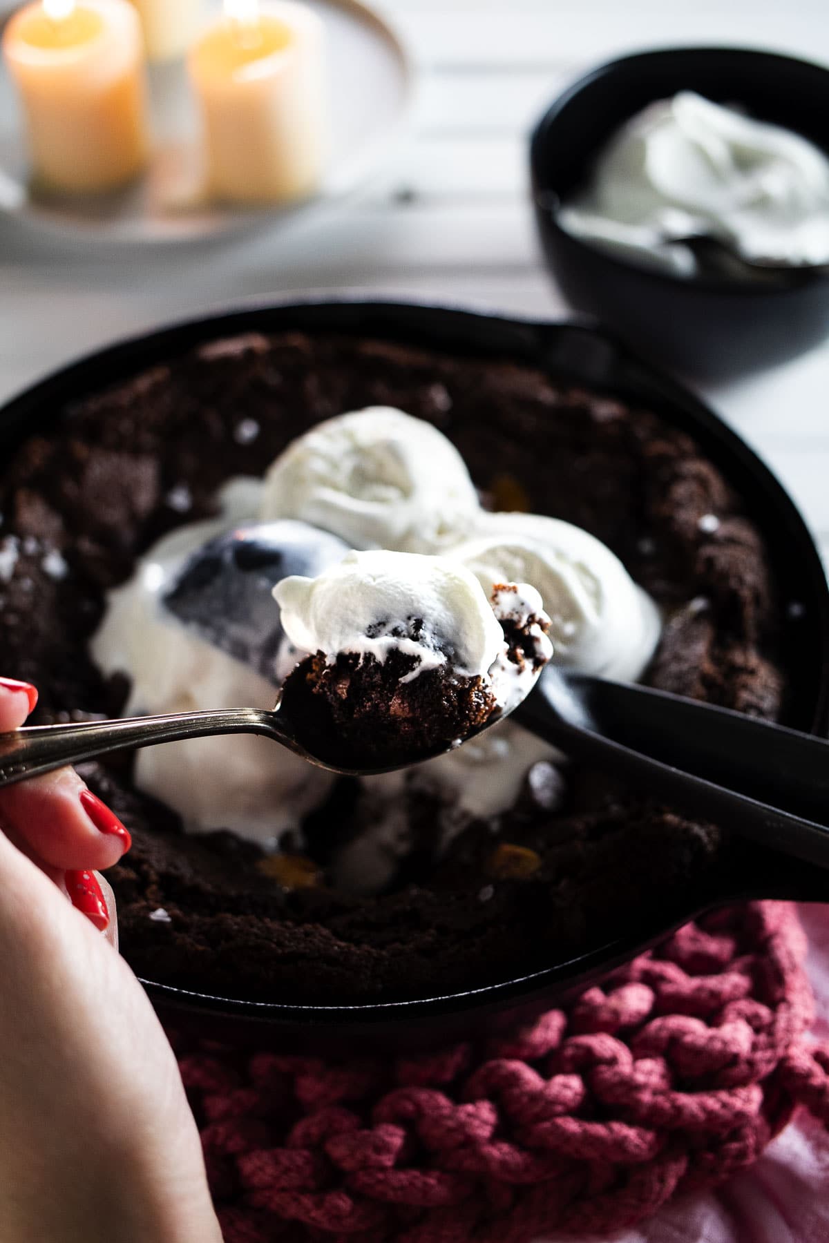 This is another image of our salted caramel chocolate skillet cookie.