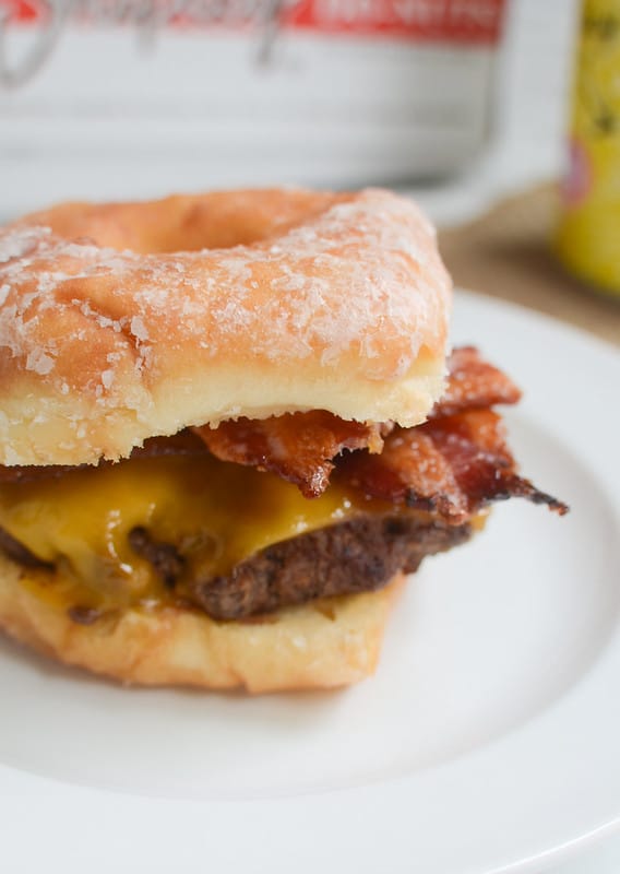 Doughnut Burgers with candied bacon from Fake Ginger.