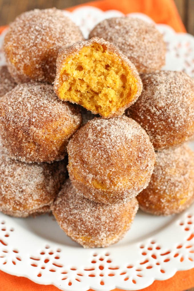 Baked pumpkin donut holes from Live Well Bake Often.