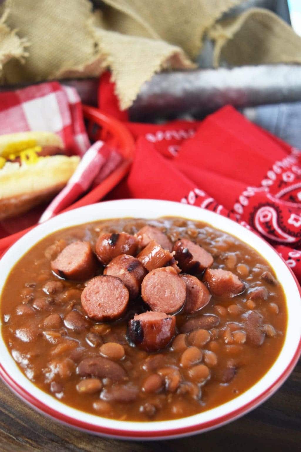 Hot Dog and Hamburger Cowboy Beans from Soulfully Made.