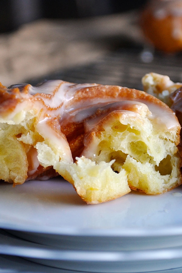 French cruller doughnut recipe with honey glaze from Of Batter and Dough.