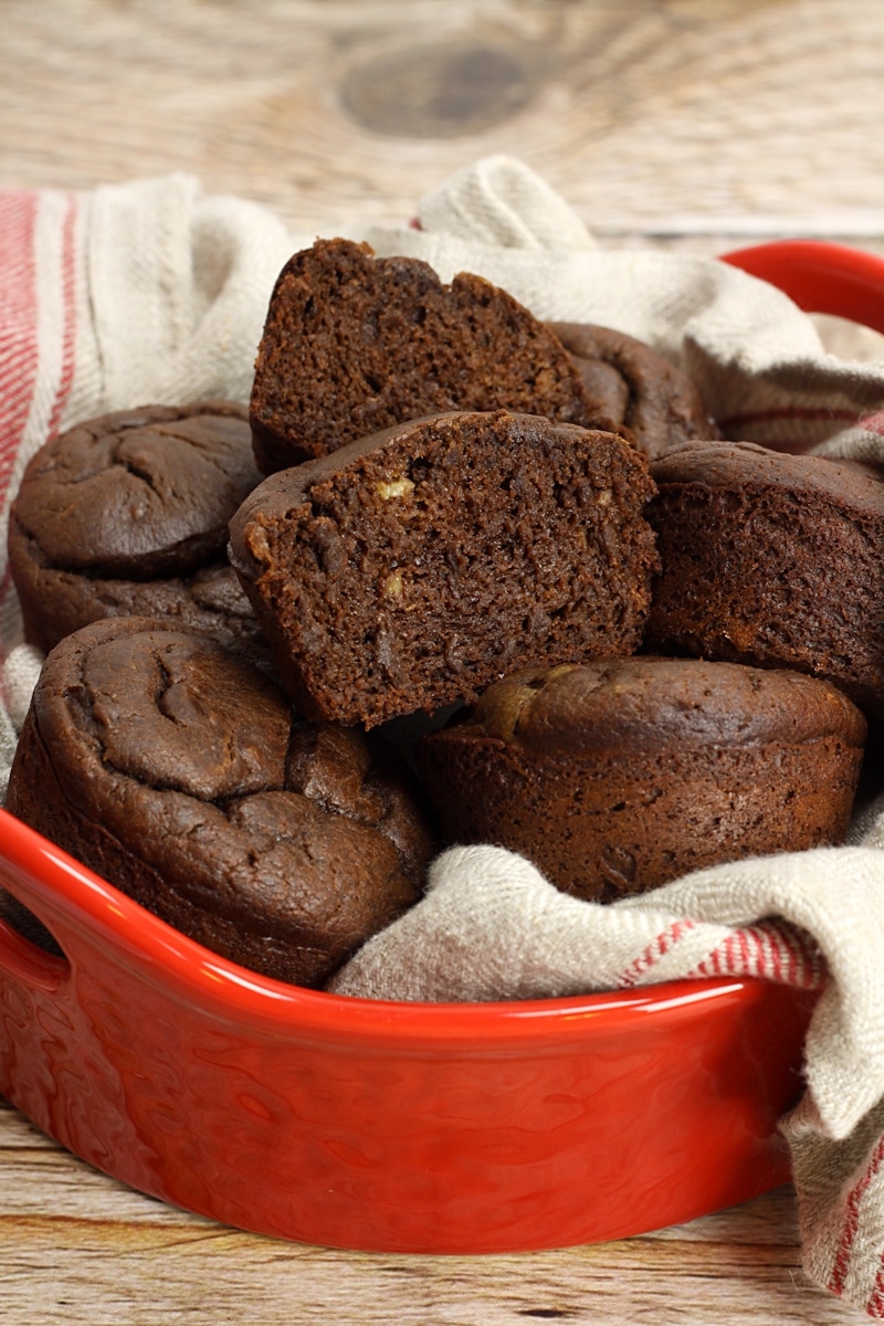 Chocolate peanut butter banana muffins from The Toasty Kitchen.