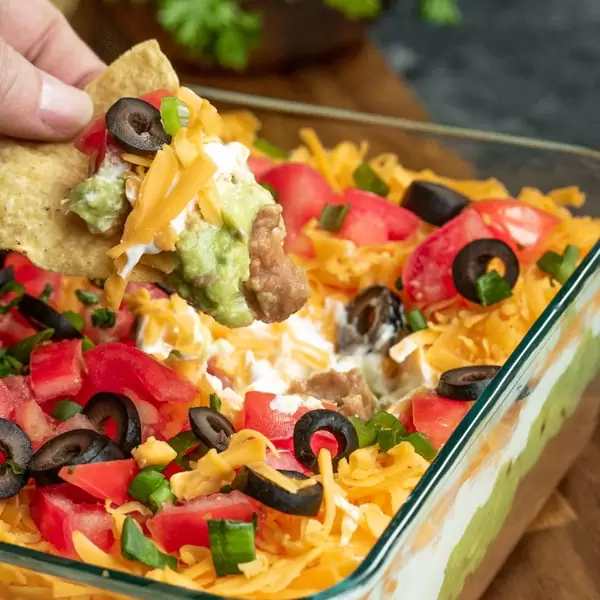 Seven layer dip from Homemade Interest.