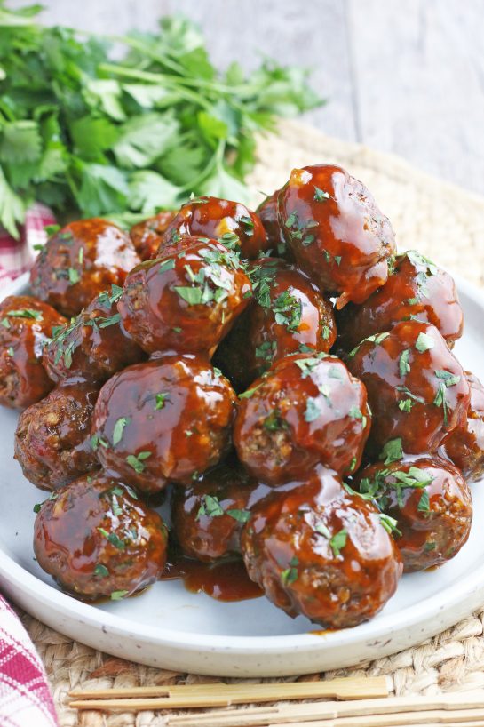 Bacon bourbon meatballs from Wishes and Dishes.