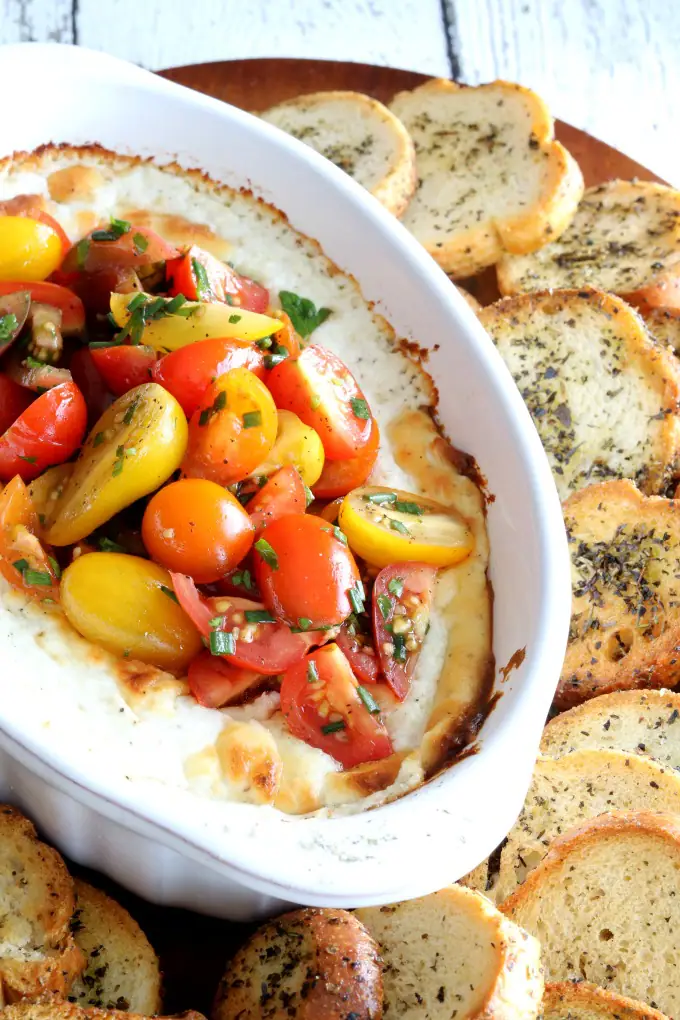 Baked goat cheese dip from Kitchen Dreaming.