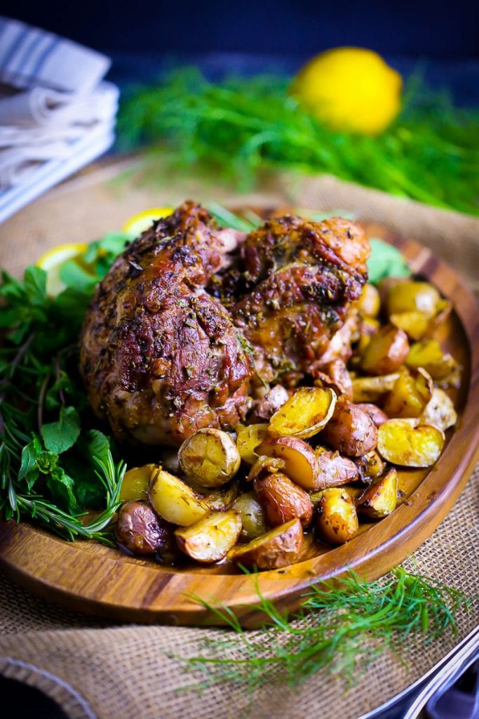 Boneless Roasted Leg of Lamb with Potatoes and Fennel from What Should I Make For.