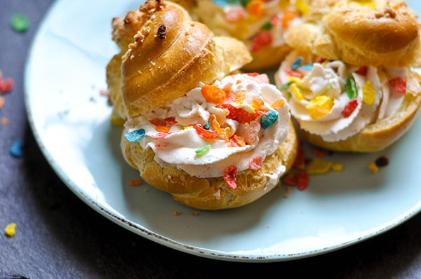 Cereal and milk cream puffs from The Sweet and Sour Baker.