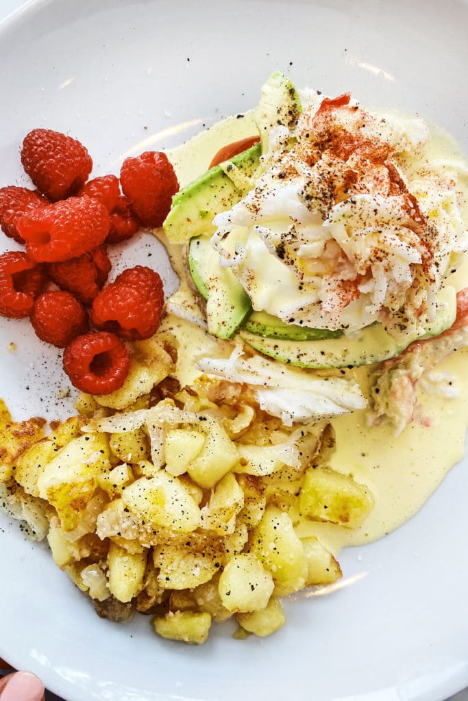 Crab and avocado eggs benedict from Foodie Crush.