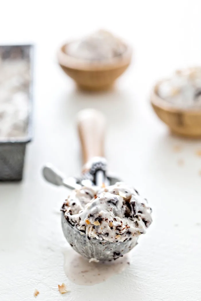 Toasted coconut chocolate chunk ice cream from Good Life Eats.