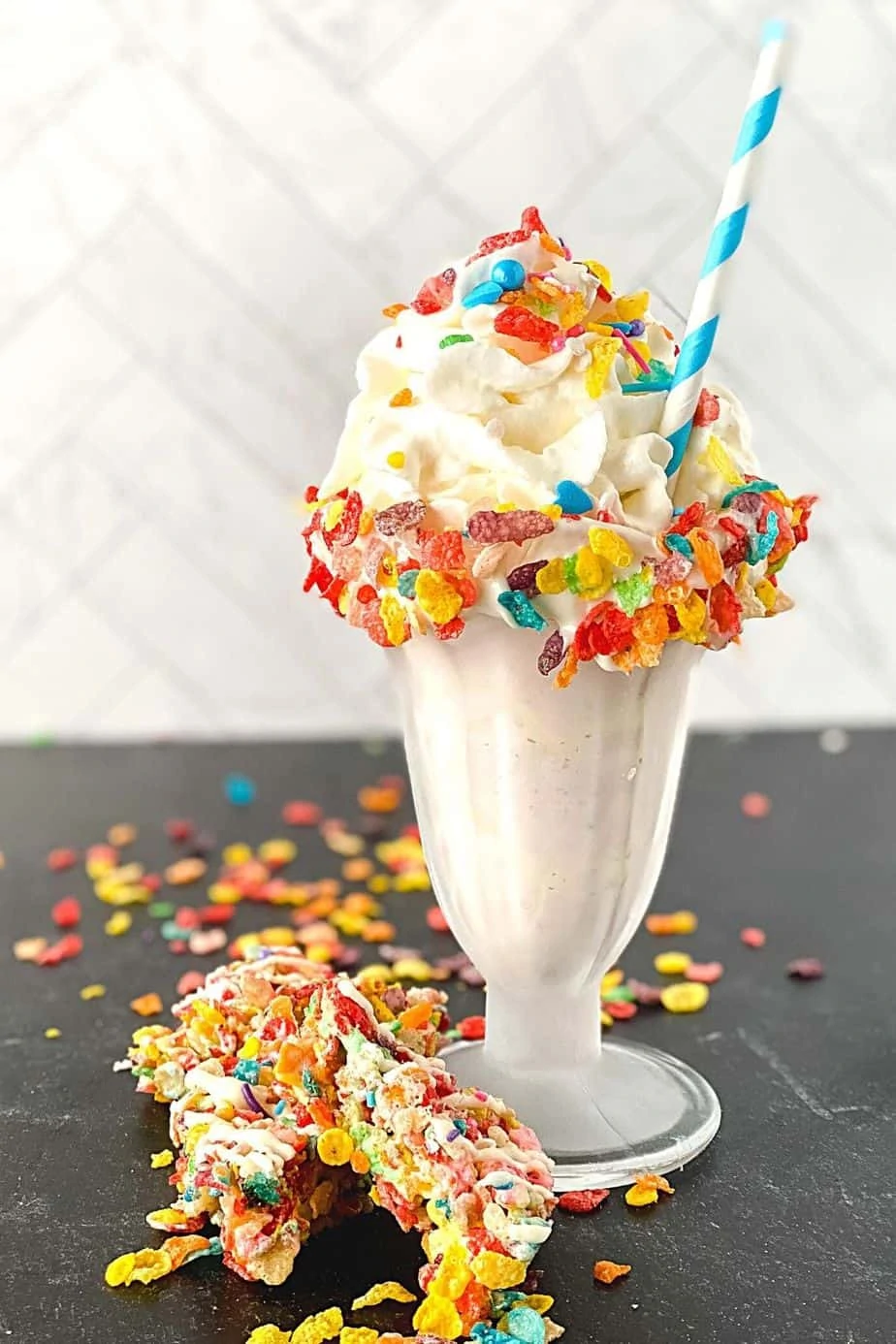 Fruity Pebbles milkshake from The Farm Girl Gabs.