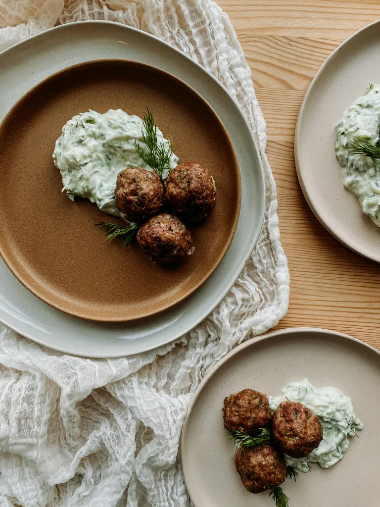 Greek lamb meatballs with Tzatziki sauce from 