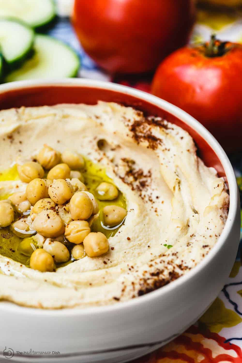 Easy hummus recipe from The Mediterranean Dish.