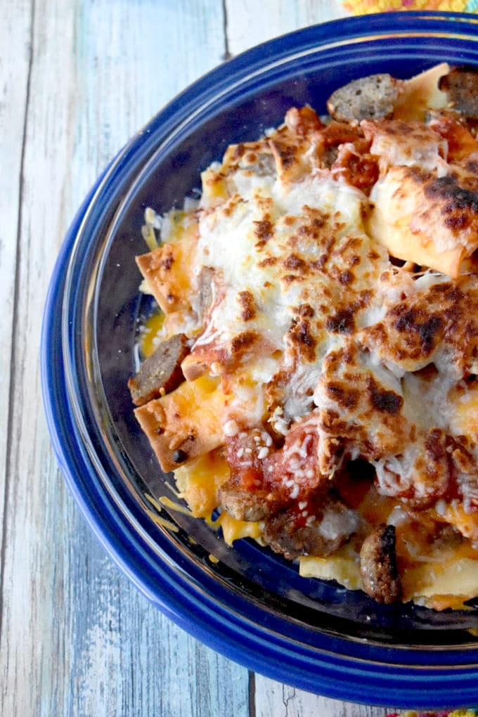 Italian meatball nachos from A Kitchen Hoor's Adventures.