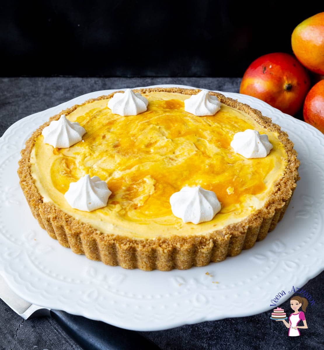 No-bake mango cheesecake tart from Veena Azmanov.