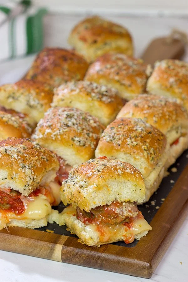 Pull-apart meatball sliders from Spiced Blog.