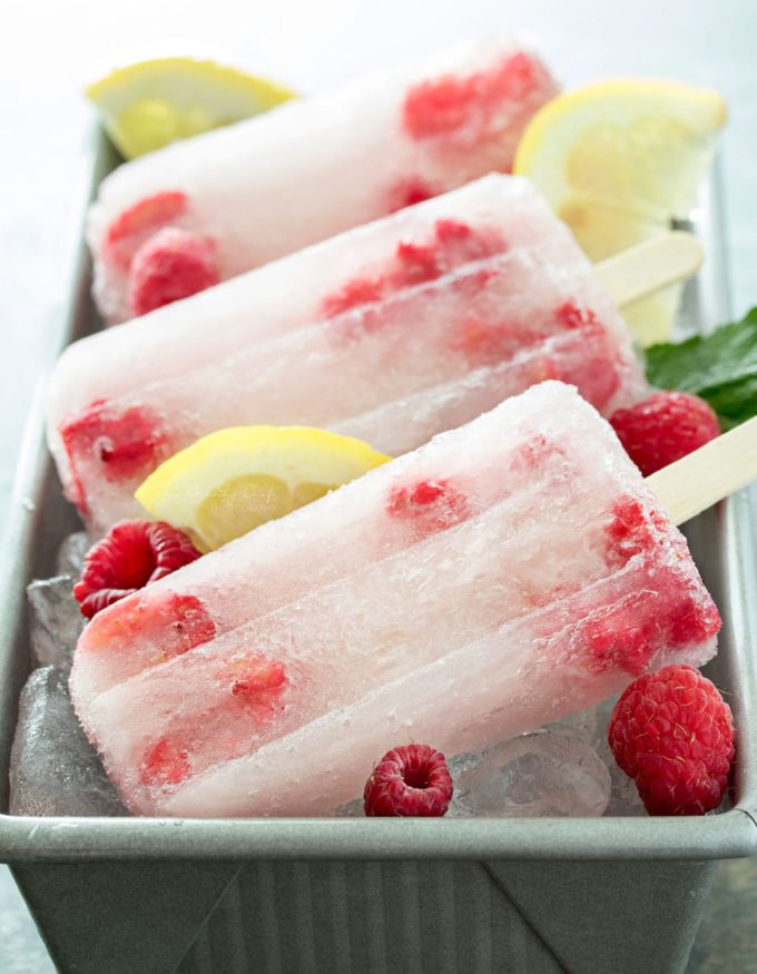 Raspberry lemonade popsicles from The Chunky Chef.