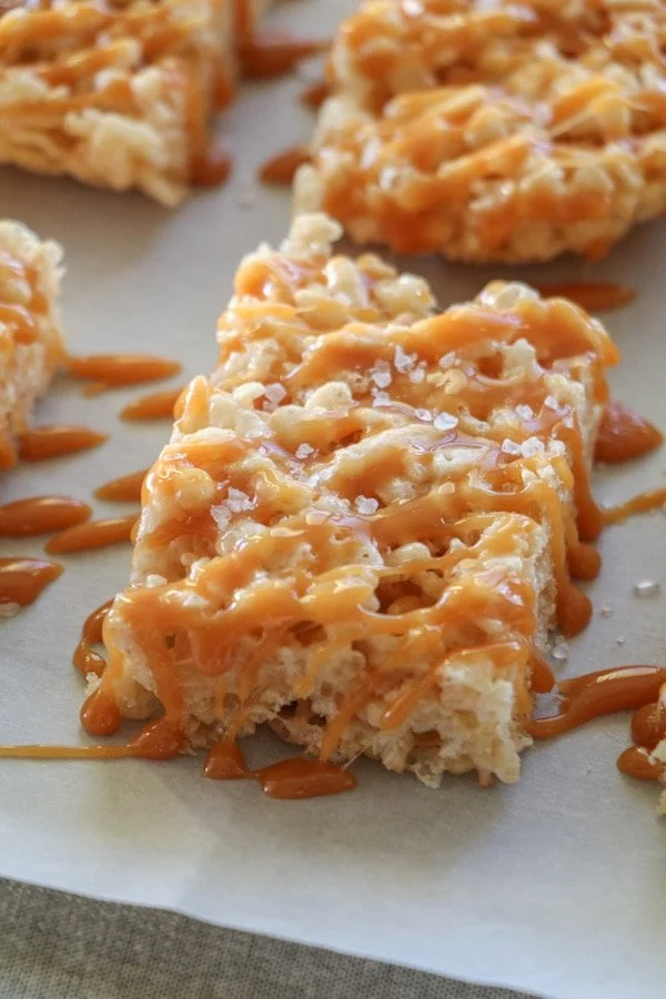 Salted caramel Rice Krispie treats from Lauren's Latest.