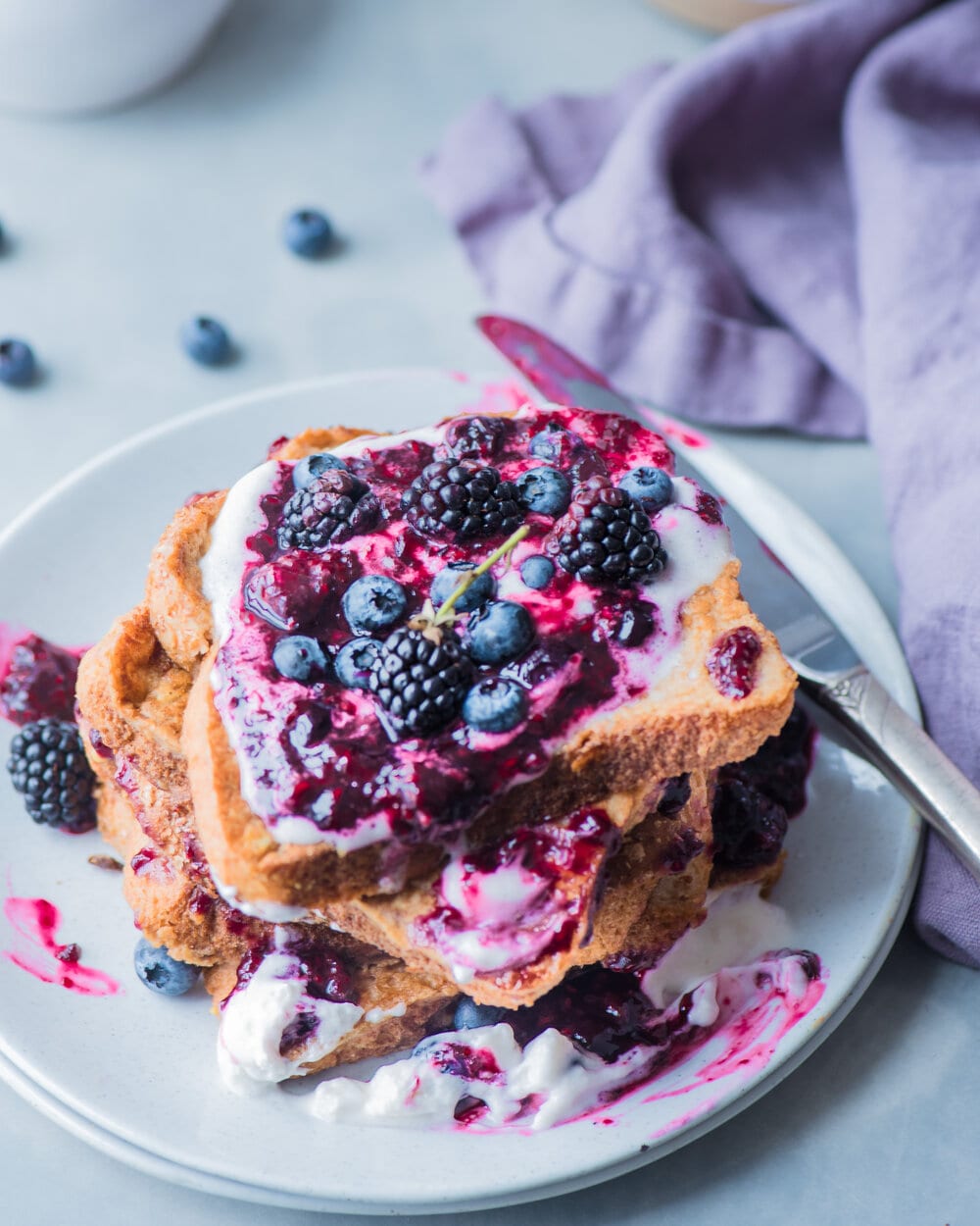 Vegan French Toast with berry compote from Rainbow Plant Life.