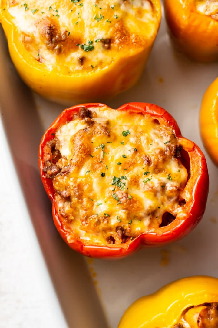 Ground beef stuffed peppers from Salt And Lavender.