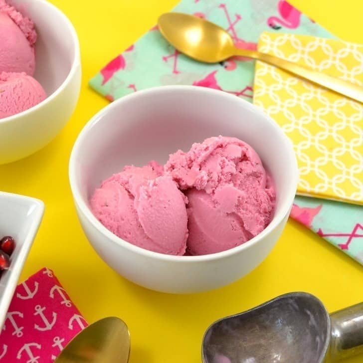 Homemade pomegranate ice cream recipe from Dream A Little Bigger.