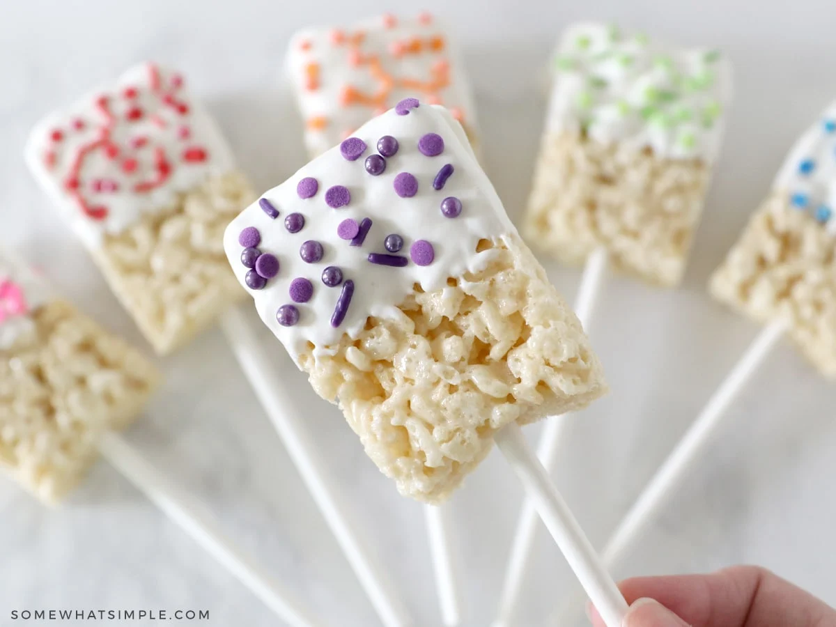 Rice Krispie treats on a stick from Somewhat Simple.