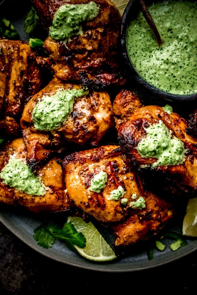 Peruvian chicken with creamy green sauce from Platings And Pairings.