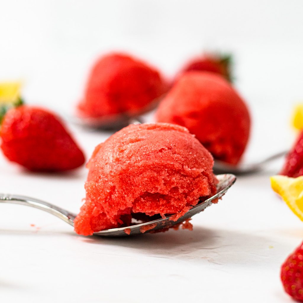 Easy Strawberry Sorbet from searching for spice.