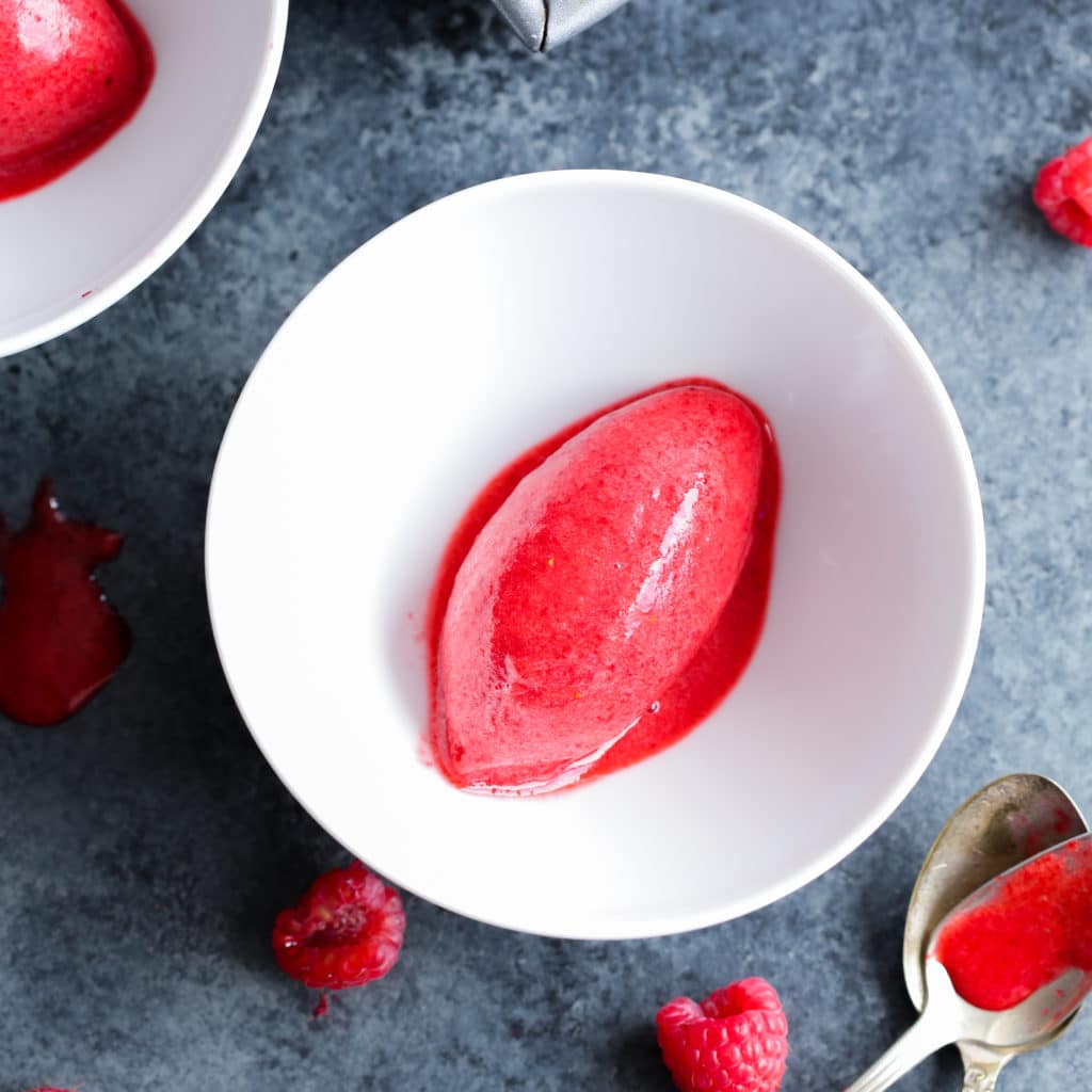 Raspberry sorbet from Chef Lindsey Farr.